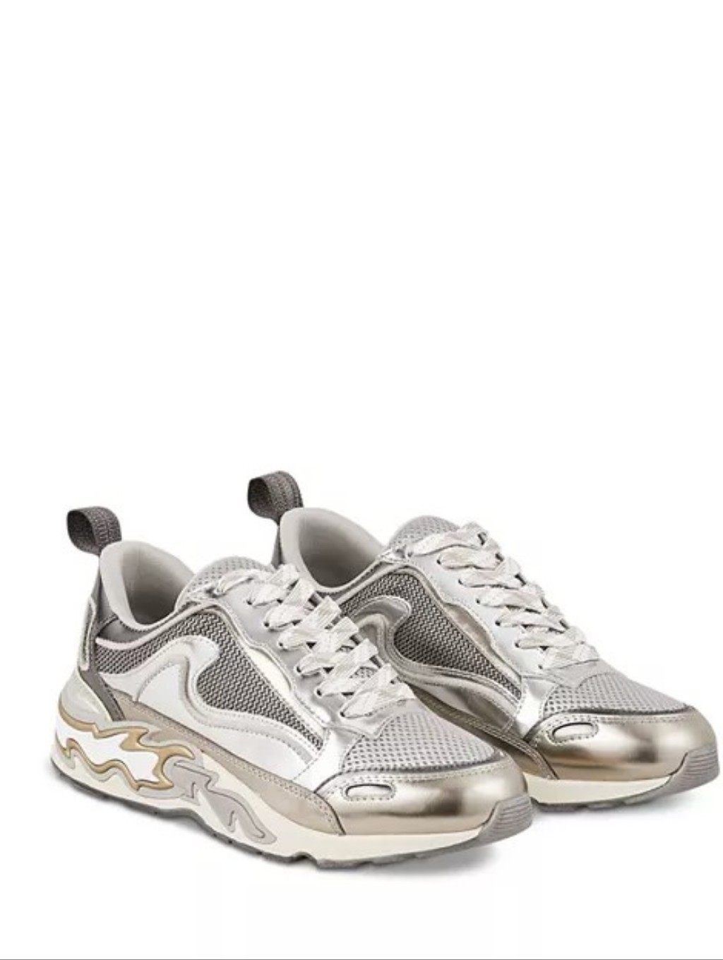 Sandro Silver Metallic Flame Women's Sneakers Sz 35